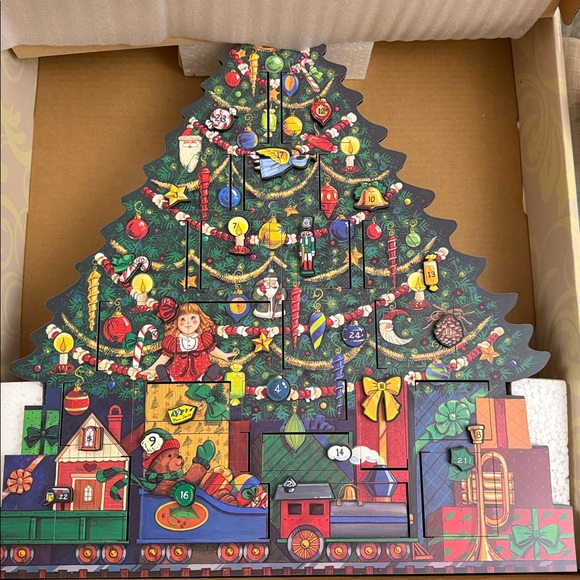 Christmas Tree wooden Advent Calendar - Festive Multi-Color